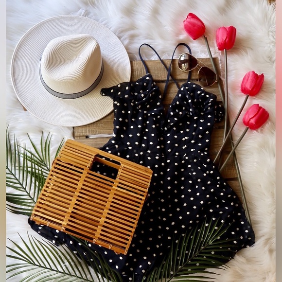 OLYA- Dazzling Navy and White Polka Dots Romper - Picture 5 of 5